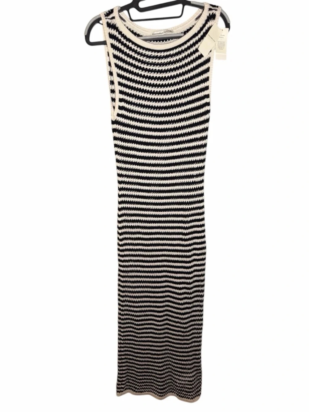Abercrombie & Fitch Black and White Striped Knit‎ Crochet Maxi Dress